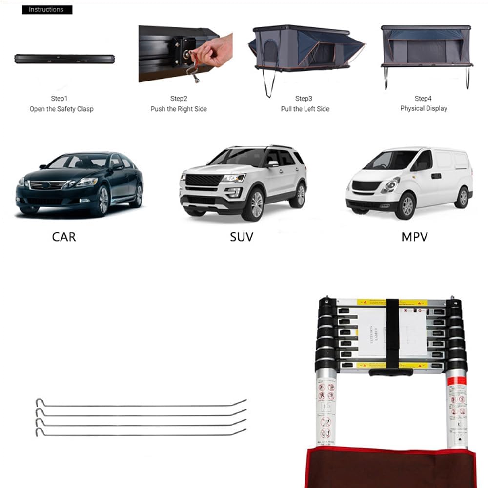 Tente De Toit Rigide Premium pour Camping sur SUV, Tente Spacieuse Et étanche pour Camion 4x4, Abri De Toit De Voiture Toutes Saisons, 2-3 Personnes