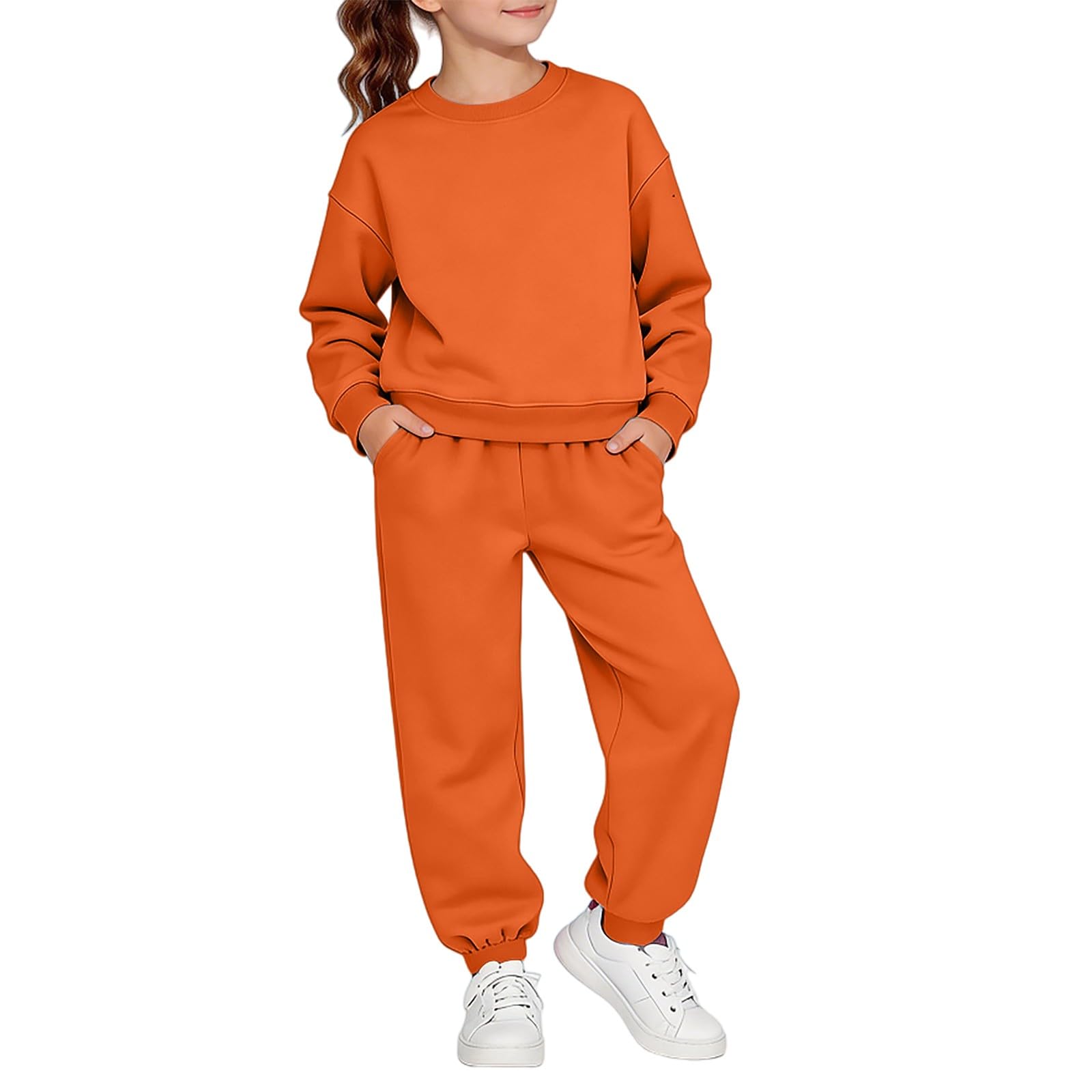 WINWUQB - Tuta da ginnastica da ragazza, girocollo, set da 2 pezzi | Accogliente Scuola Sport Outfit Maglione Felpe Pantaloni Vacanza Autunno Inverno Casual Bambini Tuta