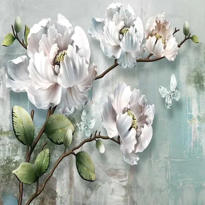Papier peint floral 3D relief pour salon et chambre 150x105cm - 3