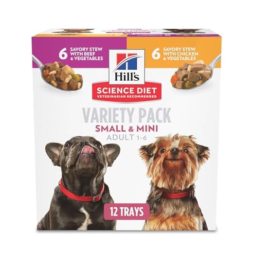 Hill's Science Diet Adult Small Paws Wet Dog Food Variety Pack, Chicken & Vegetables, Beef & Vegetables, 3.5 oz. Cans, 12-Pack