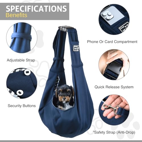 Dog Sling Carrier for Small Dogs & Cats - Reversible & Soft Pet Carrier, Adjustable Strap, Hands-Free Puppy Carrier for Dogs 0-15 lbs, Lightweight & Comfortable Sling for Travel, Walking & Outdoors - Image 6