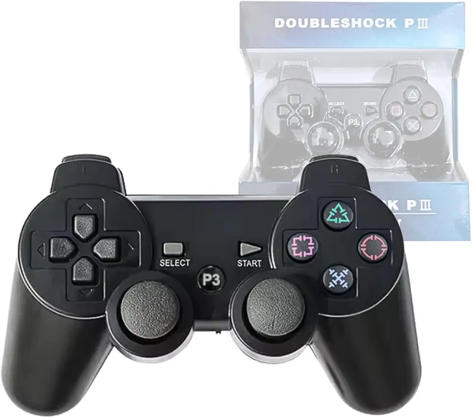 Controle Gamer PIII Sem Fio, Bluetooth, Vibração Dupla, Bateria Interna, Preto, compatível com PS3
