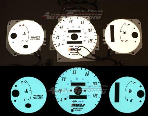 White EL Glow Gauges compatible with 96-00 Civic DX MT