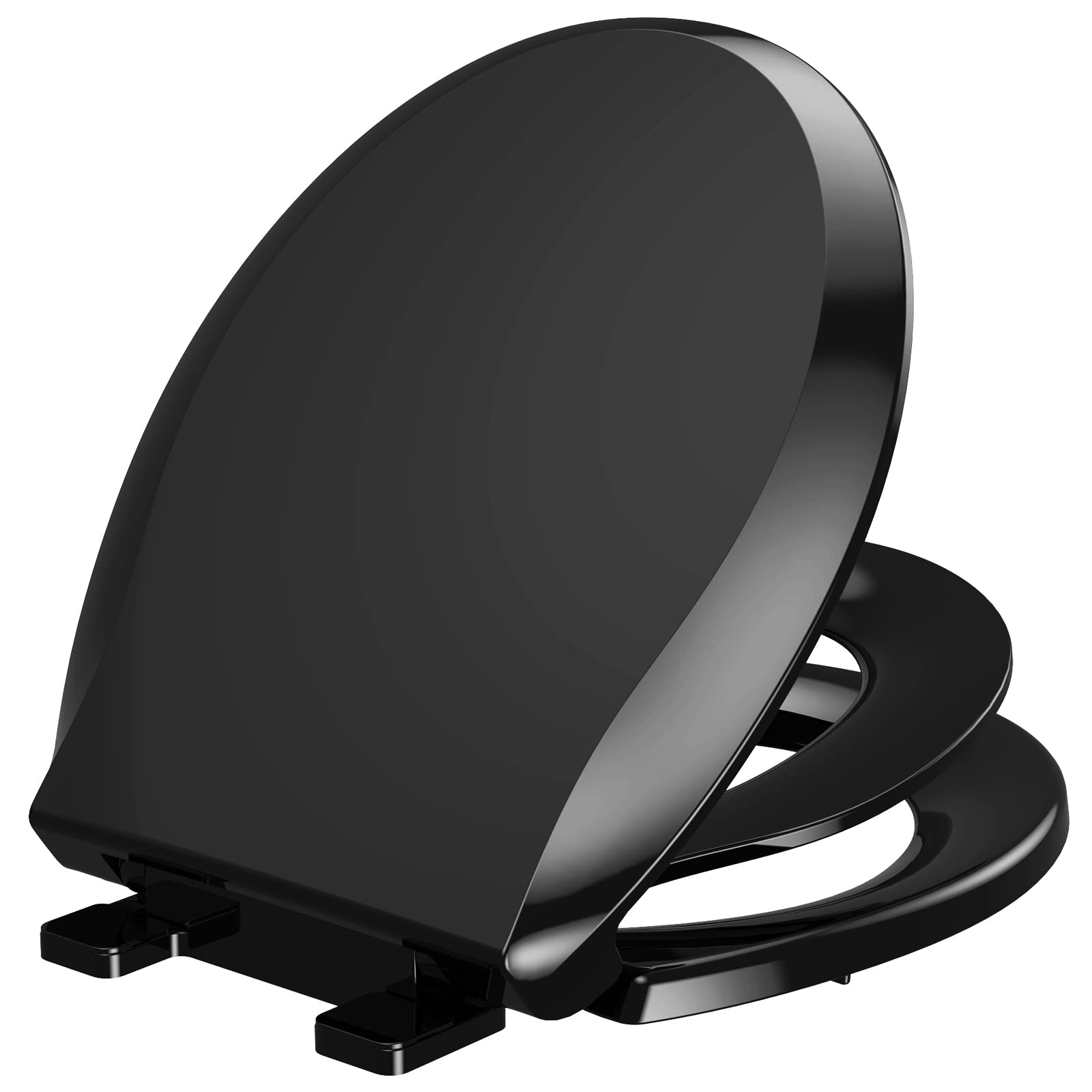 YASFEL Black Toilet Seat with Toddler Toilet Seat Built in, Potty Training Toilet Seat for