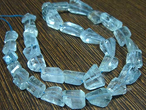 Aigue-marine bleue perle brute facettée de 7-17mm pour création de collier DIY