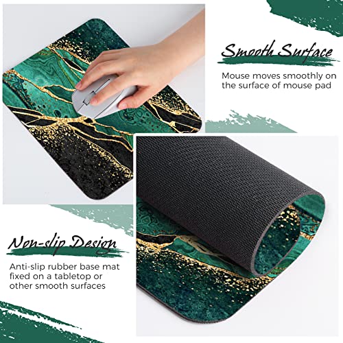 Dinky Keyboard Wrist Rest Pad, 4 In 1 Mouse Pads With Wrist Support Set Ergonomic, Memory Foam Mousepad With Durable Non-Slip Rubber Base For Gaming, Office & Typing Pain Relief, Green Gold Marble #TOP3