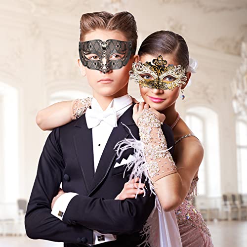 Image of Coddsmz Couples Venetian Masquerade Mask Set Luxury Style Princess Party Mask for Couples Women and Men Mardi Gras Masks