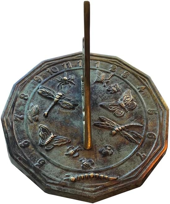NauticalMart Butterfly Sundial Dark Antique Finish Solid Brass with Verdigris Garden Sundial