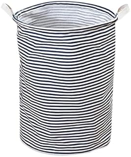 1 Piece Foldable Laundry Basket, Portable Waterproof Dirty Laundry Basket, Blue Striped Storage Basket, Space Saving Basket with Handles for Bedroom and Bathroom