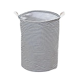 1 cesto portabiancheria pieghevole, portatile, impermeabile, a righe, colore: blu