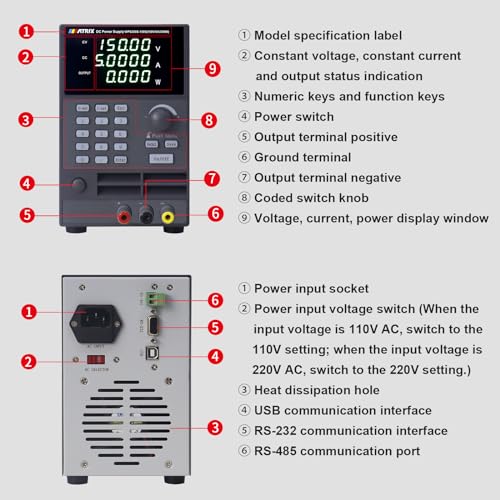 Image of MATRIX Wide Range Programmable DC Power Supply WPS300S-80-6, 80V 6A 150W, Switching Adjustable Bench Power Supply 1mV /0.1mA Resolution,List Output,OCP OVP for Lab, Electronic Repair, School Teaching