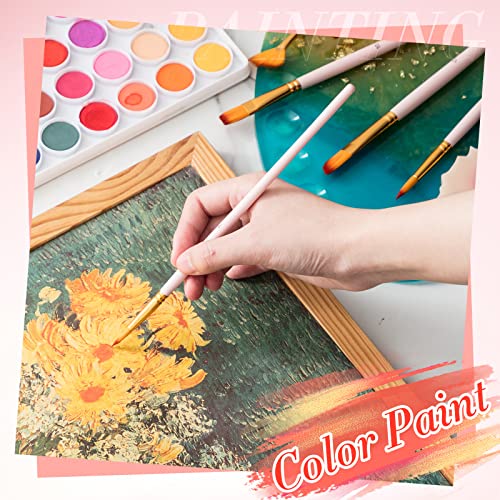 Ctosree Set Of 12 Travel Pink Water Color Brushes With Pouch Assorted Face Painting Water Color Paint Brushes For Adults Kids Teens Artist Paint Brushes Oil Acrylic Art Paintbrush Sets For Beginners #TOP4