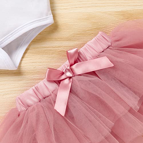 Image of GRNSHTS Baby Girl Birthday Cake Smash Outfit Toddler Girl My 1st Birthday Romper Tutu Skirt with Headband Clothes Set
