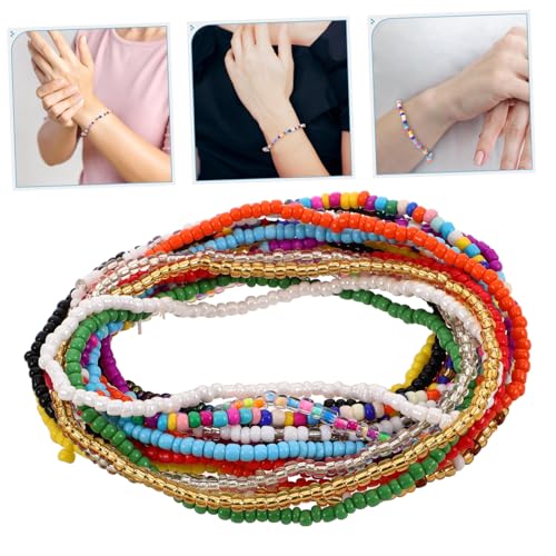 Pulseras tobilleras bohemias de cuentas hechas a mano y pulseras elásticas de mujer 5