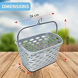 Durable Plastic Peg Tidy Basket Laundry/Clothes Pegs with Handle Light Weight Convenient Size for All Garment Hanging With Hook Washing Line Airer Basket (Silver Basket Only) - Image 3