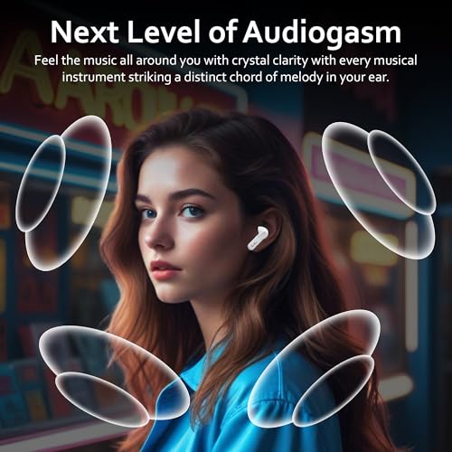 Image of PunnkFunnk BeatXtra Pro | Bluetooth 5.3 Wireless Earbuds | 40H Playtime | 32dB ANC & Quad ENC Mics | 13mm Drivers | 4D Panoramic Audio | Game /Music Mode | IPX5(White)