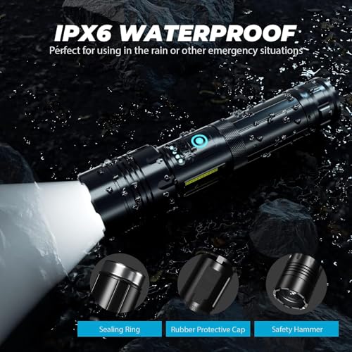 Lanterna Tática T7 Led Recarregável P50 USB Super Potente Zoom Longo Alcance para Trilhas Pesca Vigi