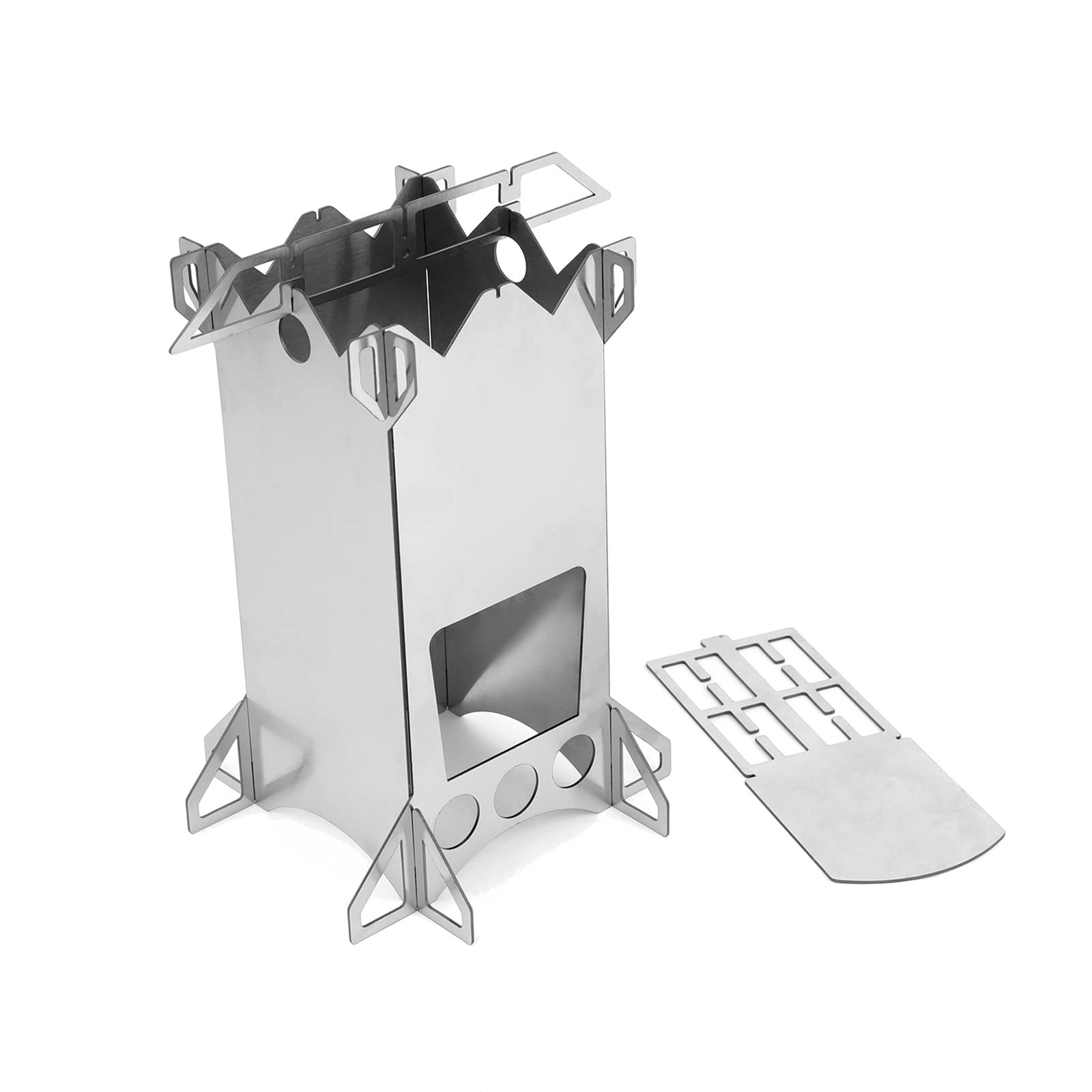 Generic Réchauds de Camping à Bois Réchaud Portable pour Randonnées Réchaud Léger en Acier Inoxydable pour L'extérieur, Le Camping, la Randonnée, Le Pique-Nique et Le Barbecue