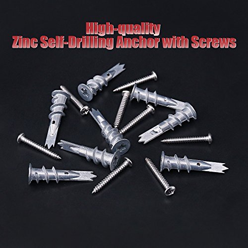 Hilitchi 100pcs Premium Quality Zinc Self-Drilling Drywall Anchor with Screw Kit