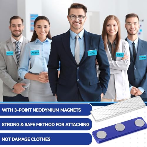 Namensschilder Magnet, 10Pcs Namensschilder für Kleidung, Name Plate Magnetisch für kleidung Ausweishalter, Name tag mit 3-Punkt Selbstklebende Magnet