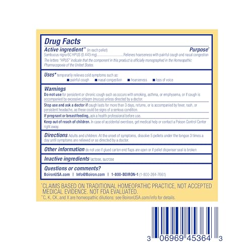 Boiron Sambucus Nigra 6c Homeopathic Medicine for Cough and Cold Relief - 3 Count (240 Pellets) - image 6