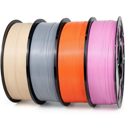 Image of iSANMATE ASA 3D Printer Filament Bundle 4KG (8.8lbs), UV & Weather Resistant 3D Printer Filament Perfect for Outdoor Functional Parts, Orange+Pink+Silver+Skin