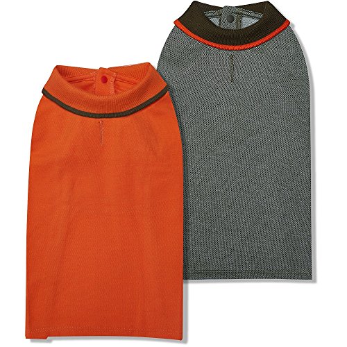Blueberry Pet Pack Of 2 Back To Basic Cotton Blend Dog Polo Shirts In Orange And Olive Green, Back Length 10", Clothes For Dogs #TOP2