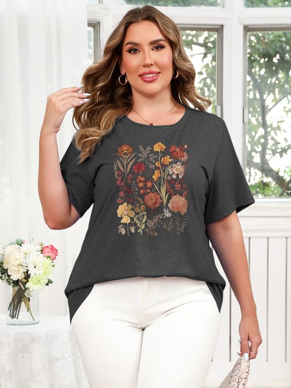 HDLTE Plus Size Tshirts for Women – Oversized Graphic Tees Short Sleeve Crewneck Cute Casual Tops Loose Summer Outfit 20253