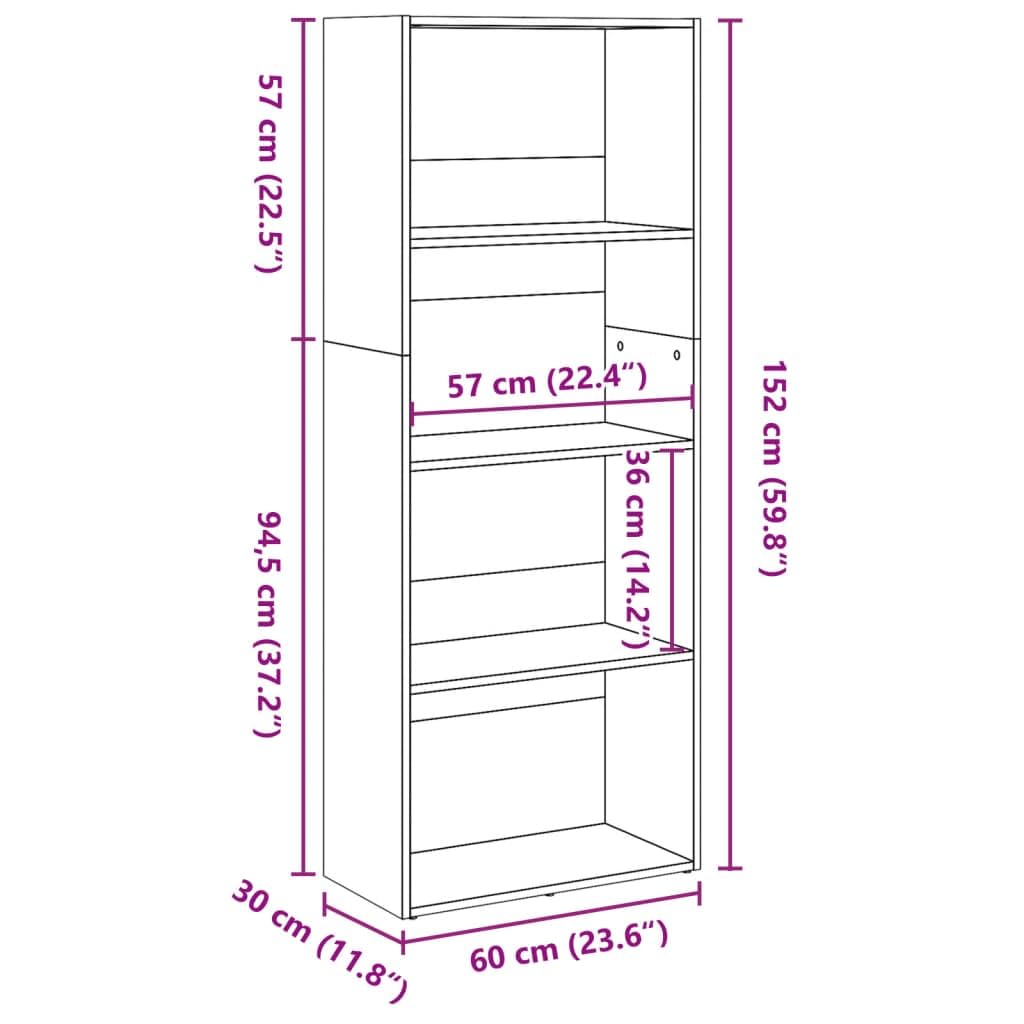 vidaXL Libreria Grigio Cemento 60x30x152 cm in Legno Multistrato, scaffale per Libri, scaffale, scaffale Contenitore, armadietto portaoggetti