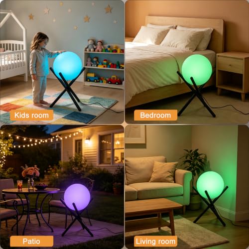 Image of Lightdot 11.8-Inch Outdoor Globe Floor Lamp, 9W RGBCW & 3000K Warm White
