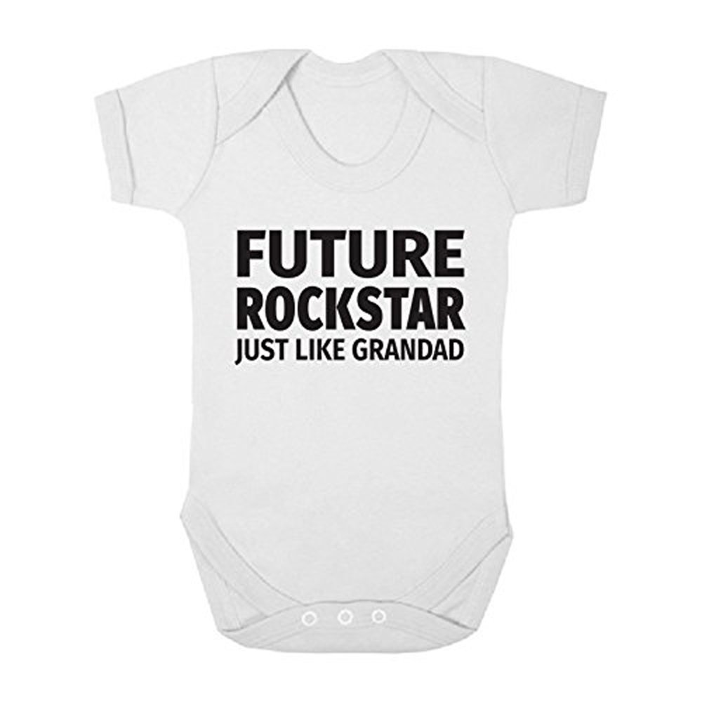 Future Rockstar Just Like Grandad Cute Boys and Girls Baby Vest Bodysuit White