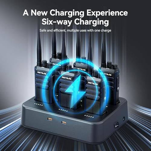 Image of Retevis RT86A Long Range Walkie Talkies with Earpiece, High Power GMRS Two Way Radio with 6 Way Charger, Group Call, 2500mAh Rechargeable, Durable 2 Way Radio for Fulfillment Center Industry(6 Pack)