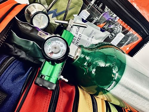 Lightning X Portable Aluminum Medical Oxygen Cylinder, D Size w/CGA-870 Post Valve + 0-15lpm Mini O2 Regulator w/Wrench for Home & EMS Use, Ships Empty (Cylinder + Regulator) - Thumbnail 6