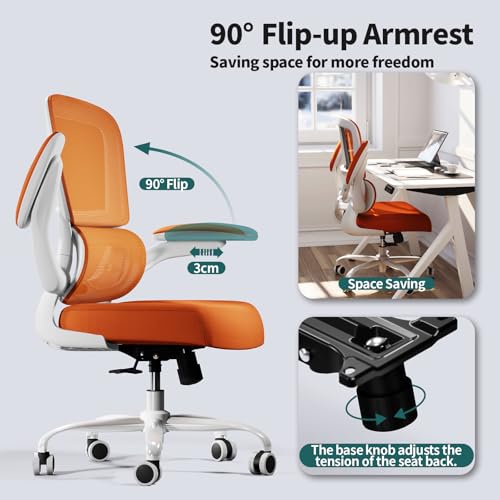 Image of TRALT Office Chair - Ergonomic Desk Chair with Adjustable Lumbar Support, Mesh Computer Chair, Executive Chair for Home Office Comfortable Lumbar Support (1, Orange)