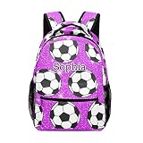 CUXWEOT Soccer Ball Hot Pink Printing Backpack Personalized Book Bag Sport Casual Hiking Camping Pac