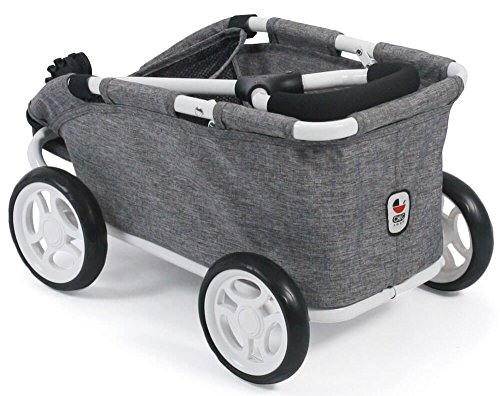 Bayer Chic 2000 660 76 Ziehwagen Skipper, Kleiner Bollerwagen für Teddys und Puppen, Jeans grau, 46 x 30 x 29 cm