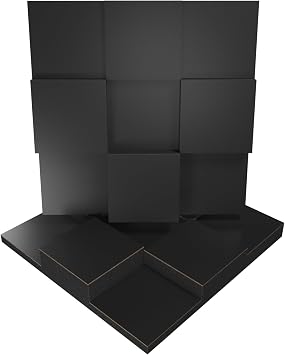 2 PACK Acoustic Soundproofing Diffusion Panel | Acoustic Treatment for Recording Studio Home Office Podcast Living Room | Absorption - Reflection | Color Plates Black, EDISON