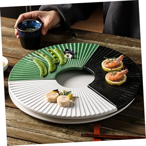 Plato cerámico japonés para sushi con forma de abanico miniatura 3