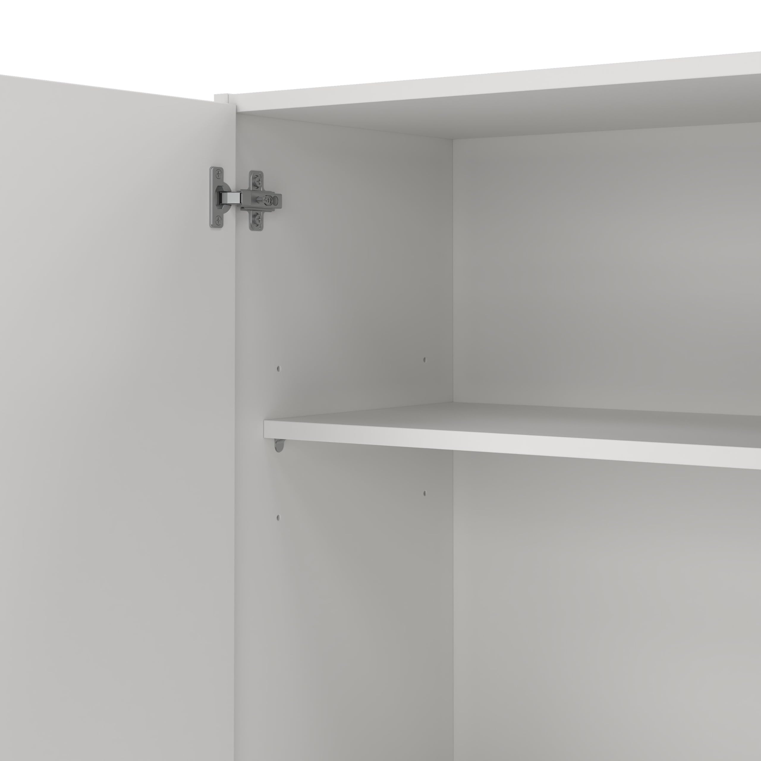 Dmora - Armadio multiuso grande Beaumont, Guardaroba ausiliario a 3 ante, Scarpiera con ripiani, Mobile porta scope, 109x37h180 cm, Bianco