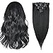 Produktbild Clip in Extensions Echthaar Remy Haarverlängerung #1 Schwarz 40cm Glattes Haar 7 Stück 70g