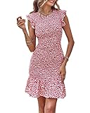 BTFBM Casual Women Ruffle Sleeves Summer Beach Dress 2028 Elegant Floral Bodycon Smoked Mini Mermaid