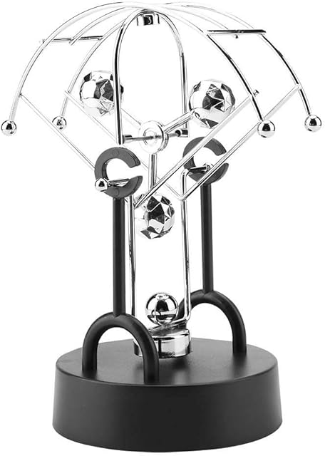 Hztyyier Electronic Perpetual Motion 11*20 cm Bilateral Rotation Physical Swing Toy Newton's Cradle for Office Home Decoration(B102)