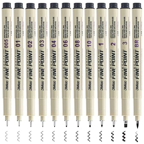EUZUXU Micron Lot de 12 Feutres Fins Noirs Cover