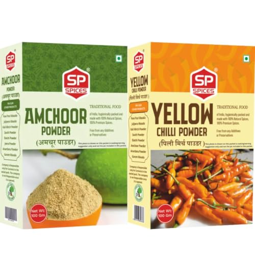 Image of SP Spices Hing & Anardana Combo - Pure, Fresh & Flavorful Spices for Everyday Cooking (200 gram Amchur + Pilli Mirch Powder)