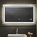 Aquamarin® Specchio Retroilluminato da Bagno - A++, Controluce Bianca Fredda/Calda/Neutra, a Touch, Antiappanamento, Orologio, Taglia a Scelta - Specchio LED Rettangolare, Parete (100 x 60 cm)