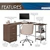 Techni Mobili L Shaped Desk - Two-Toned Computer Desk with Drawers & Storage Shelves - Simple Modern Furniture & Home Office Space Corner Table for Work & Writing