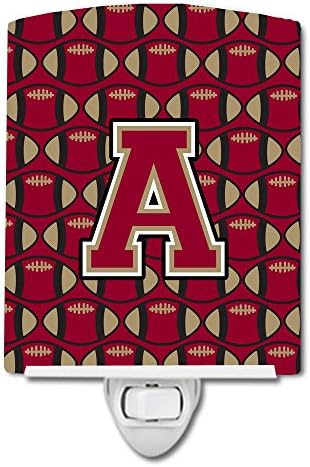 Caroline's Treasures CJ1078-ACNL Letter A Football Garnet and Gold Ceramic Night Light Compact, UL-Certified, Ideal for Bedroom, Bathroom, Nursery, Hallway, Kitchen, 6x4x3, Multicolor image 2