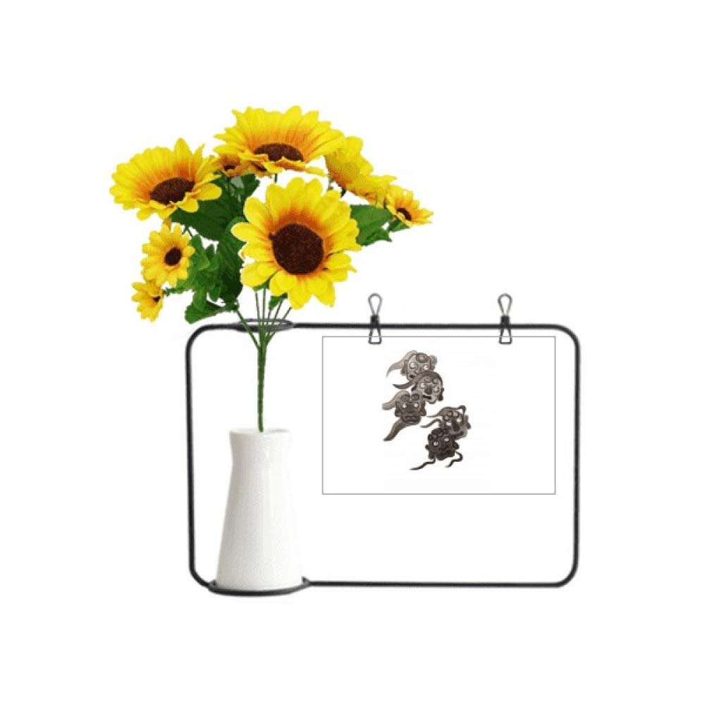 Carte monstres tournesols encre chinoise style artistique