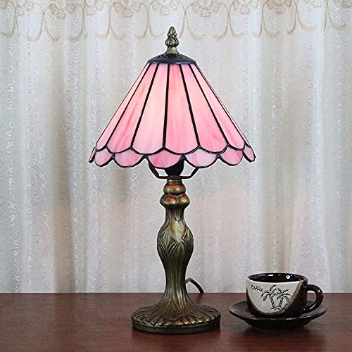 Kinbolas Lampe de table de 8 pouces lampe de style Tiffany Série rose en vitrail tacon-maïques Petite lampe de chevet Lire de bureau ancien Light Living Room