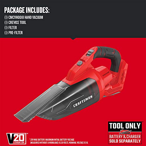 CRAFTSMAN V20 Cordless Hand Vacuum, 45 CFM, 2 Stage Filtration System with Filter, Bare Tool Only (CMCVH001B) by CRAFTSMAN - Image 3